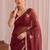Maroon embroidered tissue designer saree
