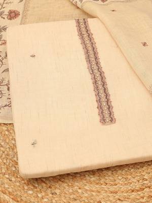 embroidered linen unstitched dress material 5