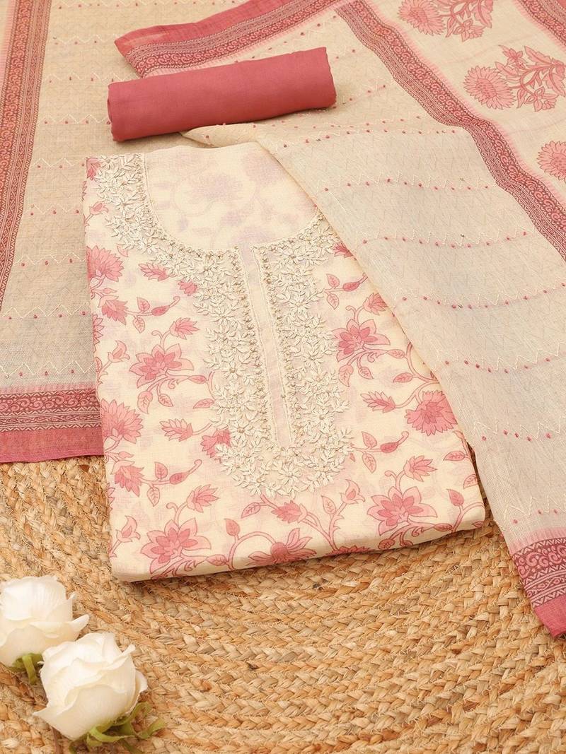 printed linen unstitched dress material