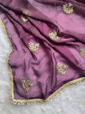 Purple sequinned tissue designer saree 5