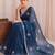 Teal embroidered tissue designer saree