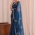 Teal embroidered tissue designer saree