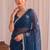 Teal embroidered tissue designer saree
