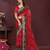 Red bandhani printed georgette saree with unstitched blouse