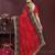 Red bandhani printed georgette saree with unstitched blouse