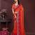 Orange bahdhani printed embroidered georgette saree with unstitched blouse