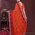 Orange bahdhani printed embroidered georgette saree with unstitched blouse