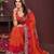 Orange bahdhani printed embroidered georgette saree with unstitched blouse