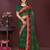 Green bahdhani printed embroidered georgette saree with unstitched blouse