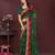 Green bahdhani printed embroidered georgette saree with unstitched blouse