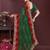 Green bahdhani printed embroidered georgette saree with unstitched blouse