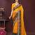 Yellow bandhani printed georgette saree with unstitched blouse