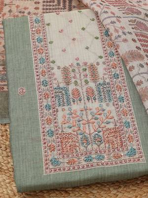 printed linen unstitched dress material 2