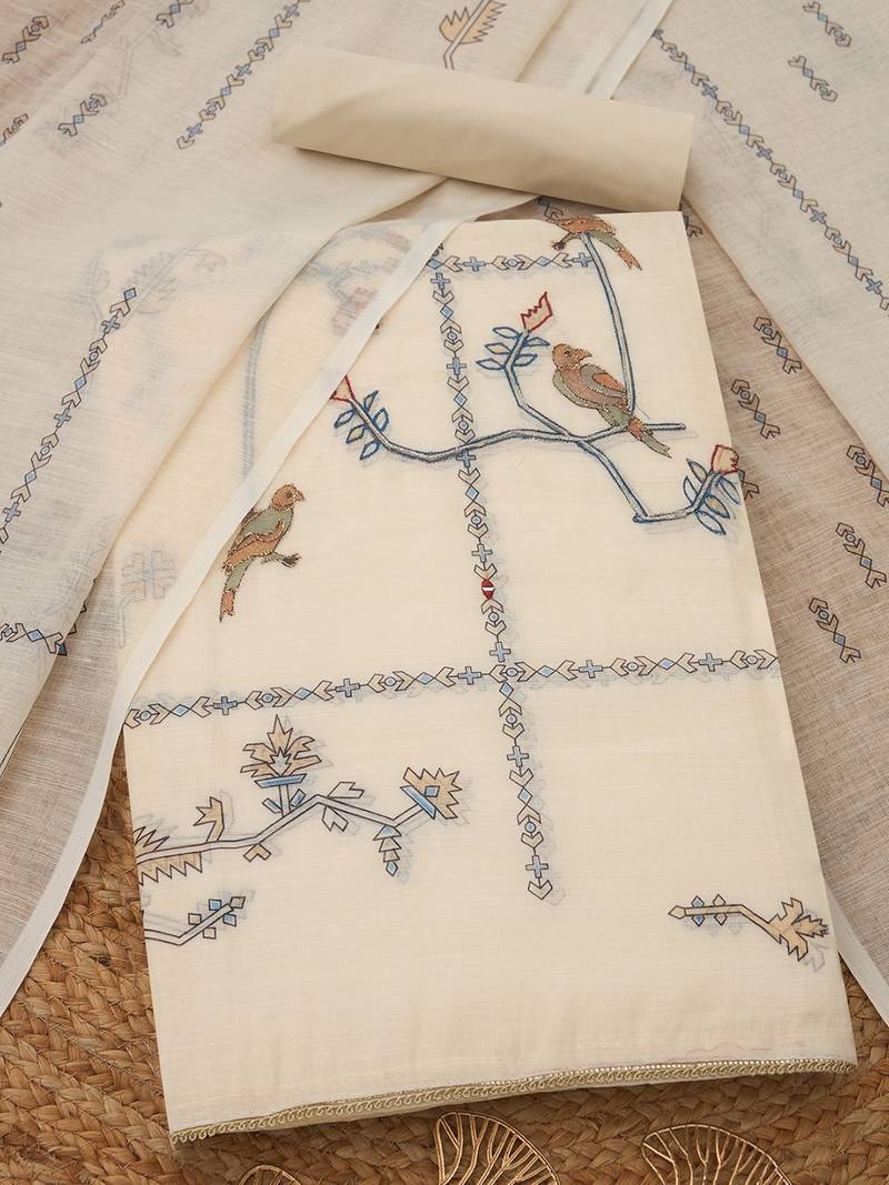 embroidered  cotton unstitched dress material