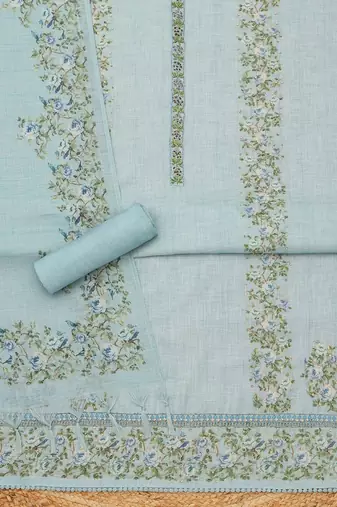 printed linen unstitched dress material
