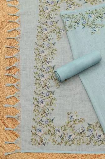printed linen unstitched dress material