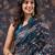 Teal floral embroidered sarees