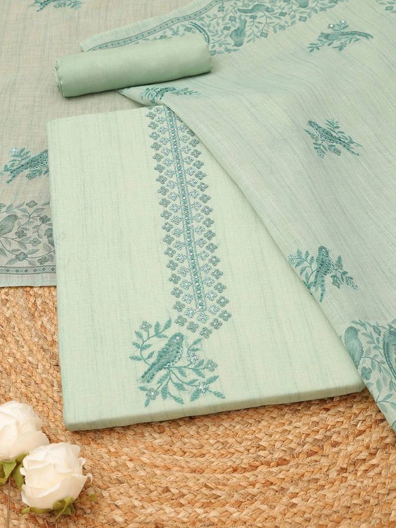 printed linen unstitched dress material