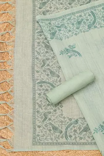 printed linen unstitched dress material