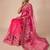 Pink embroidered saree with blouse piece