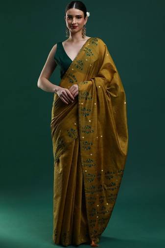 Mustard woven designed  muga sarees