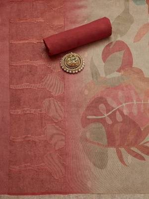 zari floral printed unstitched dress material 4
