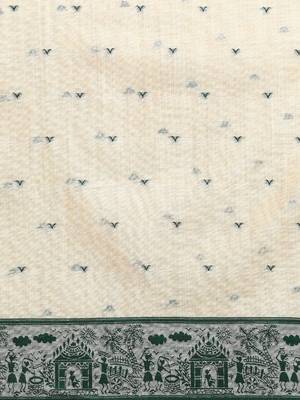 Beige woven design saree with blouse 5