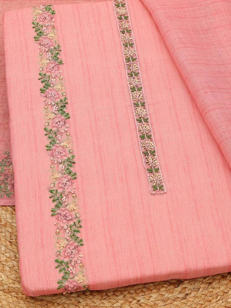 printed linen unstitched dress material