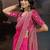 Pink bandhani design embroidered saree with blouse piece