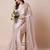 Cream embellished border organza saree with unstitched blouse