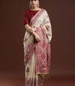 Beige woven design saree with blouse