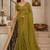 Olive floral embroidered satin saree