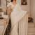 Off white floral sequinned satin saree
