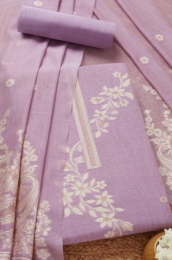 floral woven design sequinned chanderi cotton unstitched dress material