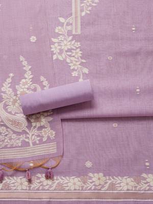 floral woven design sequinned chanderi cotton unstitched dress material 2