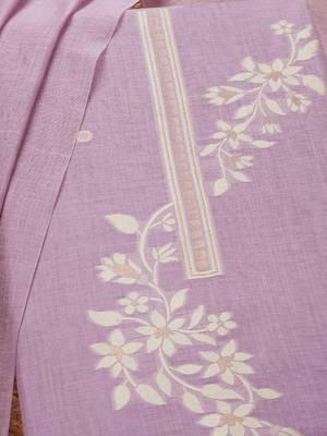 floral woven design sequinned chanderi cotton unstitched dress material 4
