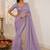 Lavender floral embroidered sequinned satin saree