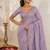 Lavender floral embroidered sequinned satin saree