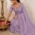 Lavender floral embroidered sequinned satin saree