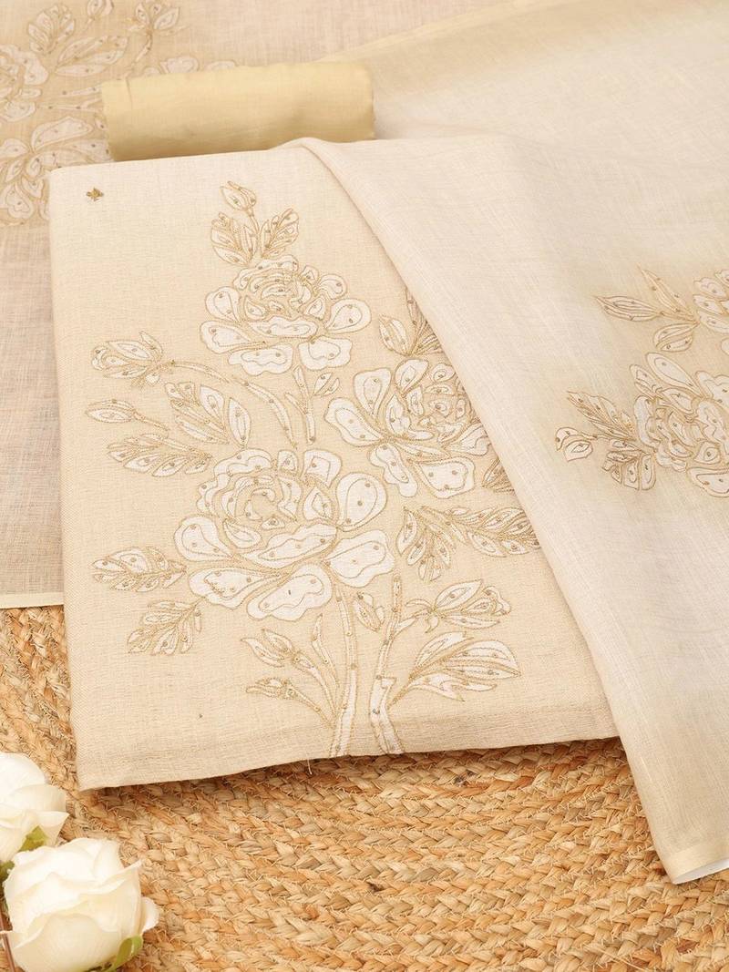 printed linen unstitched dress material