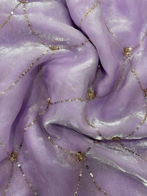 Lavender floral embroidered sequinned satin saree 4