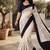 Off white floral silk blend saree