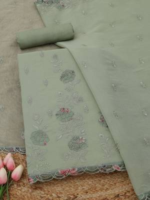 embroidered unstitched dress material 2