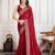 Red cadberry embroidered saree with unstitched blouse