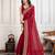 Red cadberry embroidered saree with unstitched blouse