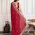Red cadberry embroidered saree with unstitched blouse