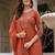 Embroidered viscose silk kurta with pant & dupatta set for women
