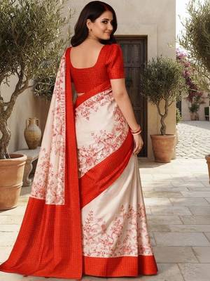 Off white kalamkari silk blend saree 3