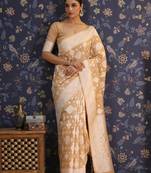Mustard woven design ethnic motifs banarasi saree