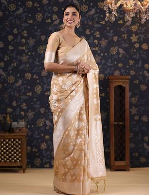 Mustard woven design ethnic motifs banarasi saree 2